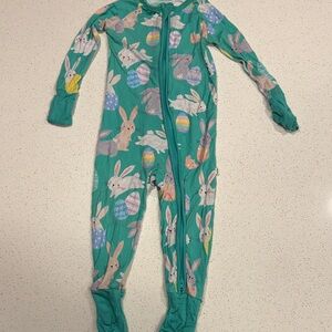 Little Sleepies Teal Bunny and Egg Footie